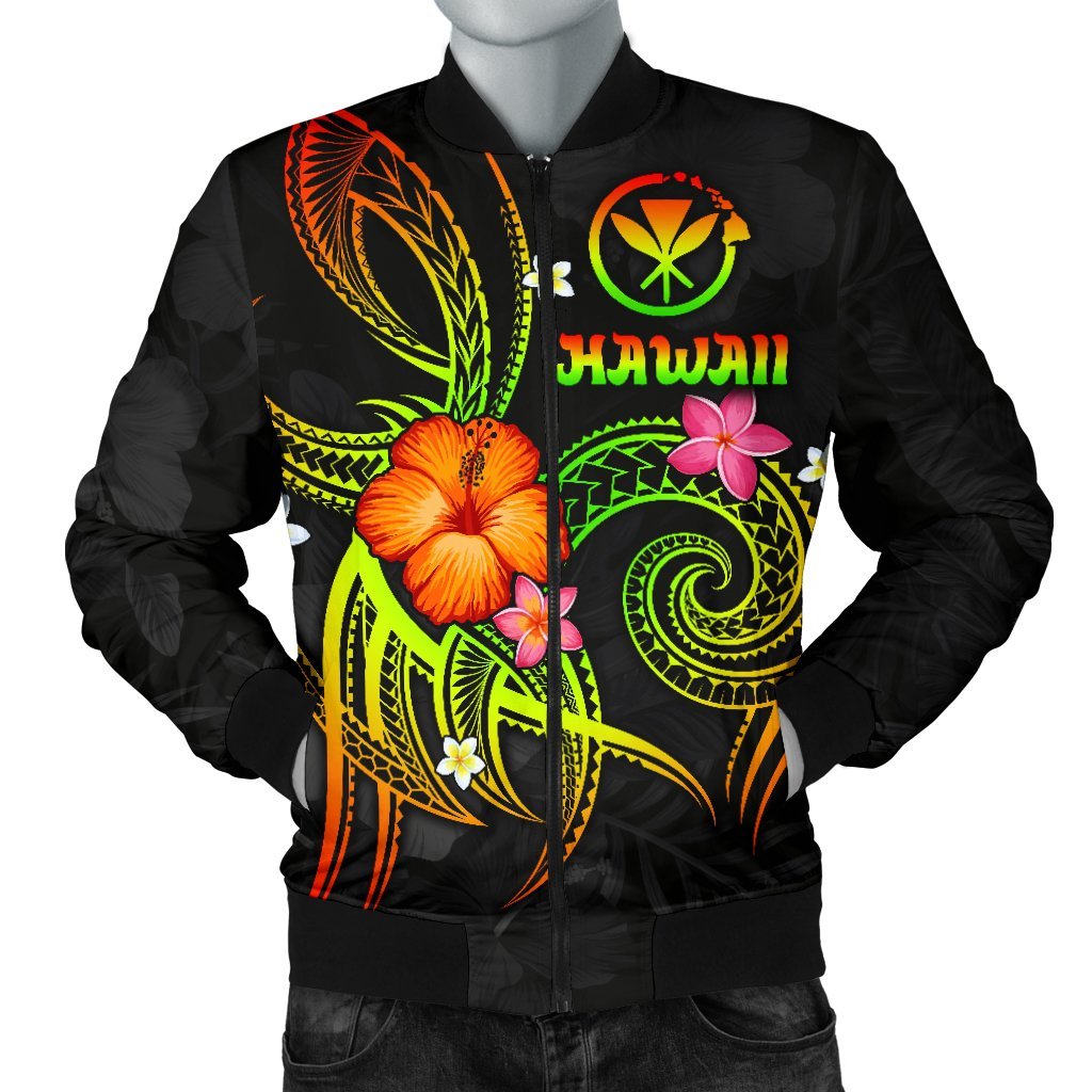 Polynesian Hawaii Men's Bomber Jacket - Legend of Kanaka Maoli (Reggae) Reggae - Polynesian Pride