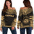 Hawaii Polynesian Chief Women's Off Shoulder Sweater - Gold Version Gold - Polynesian Pride