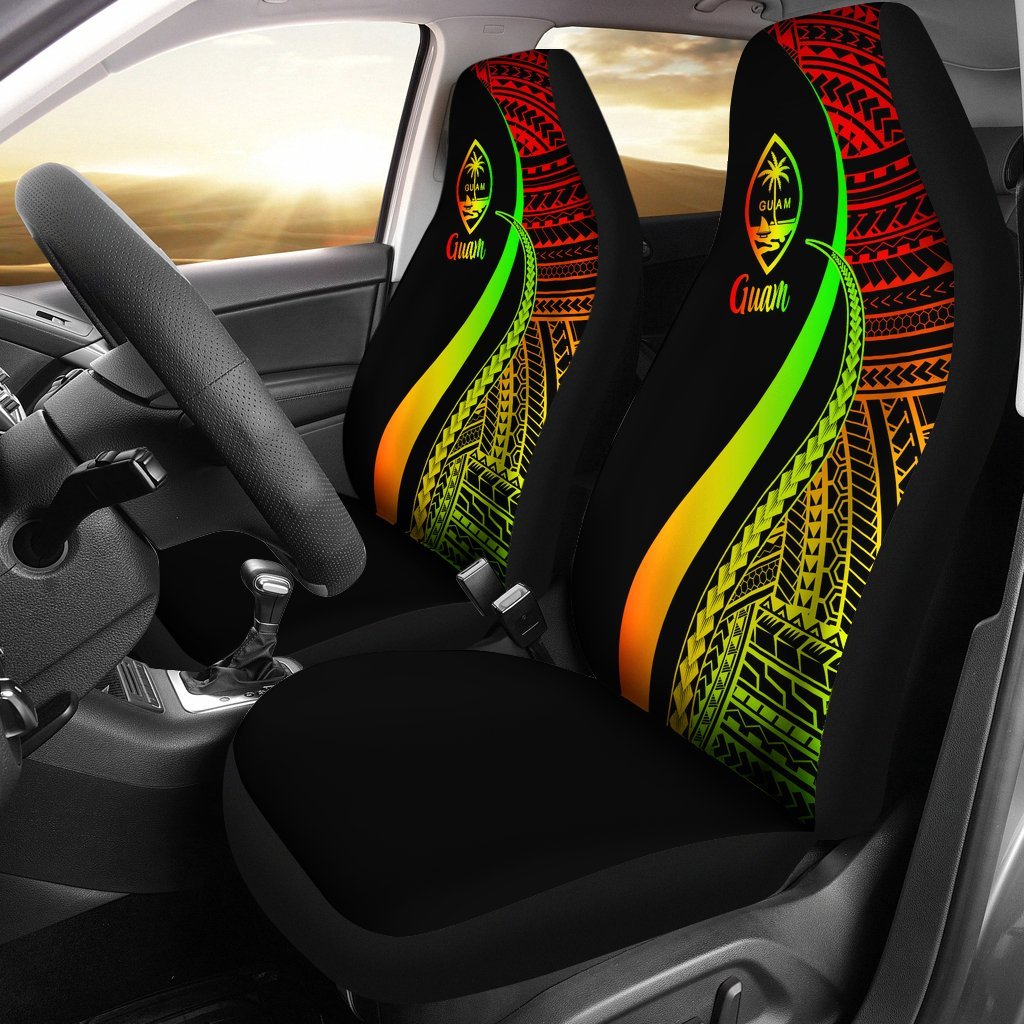 Guam Car Seat Covers - Reggae Polynesian Tentacle Tribal Pattern Universal Fit Reggae - Polynesian Pride