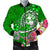 Tonga Men's Bomber Jacket - Turtle Plumeria (Green) Green - Polynesian Pride