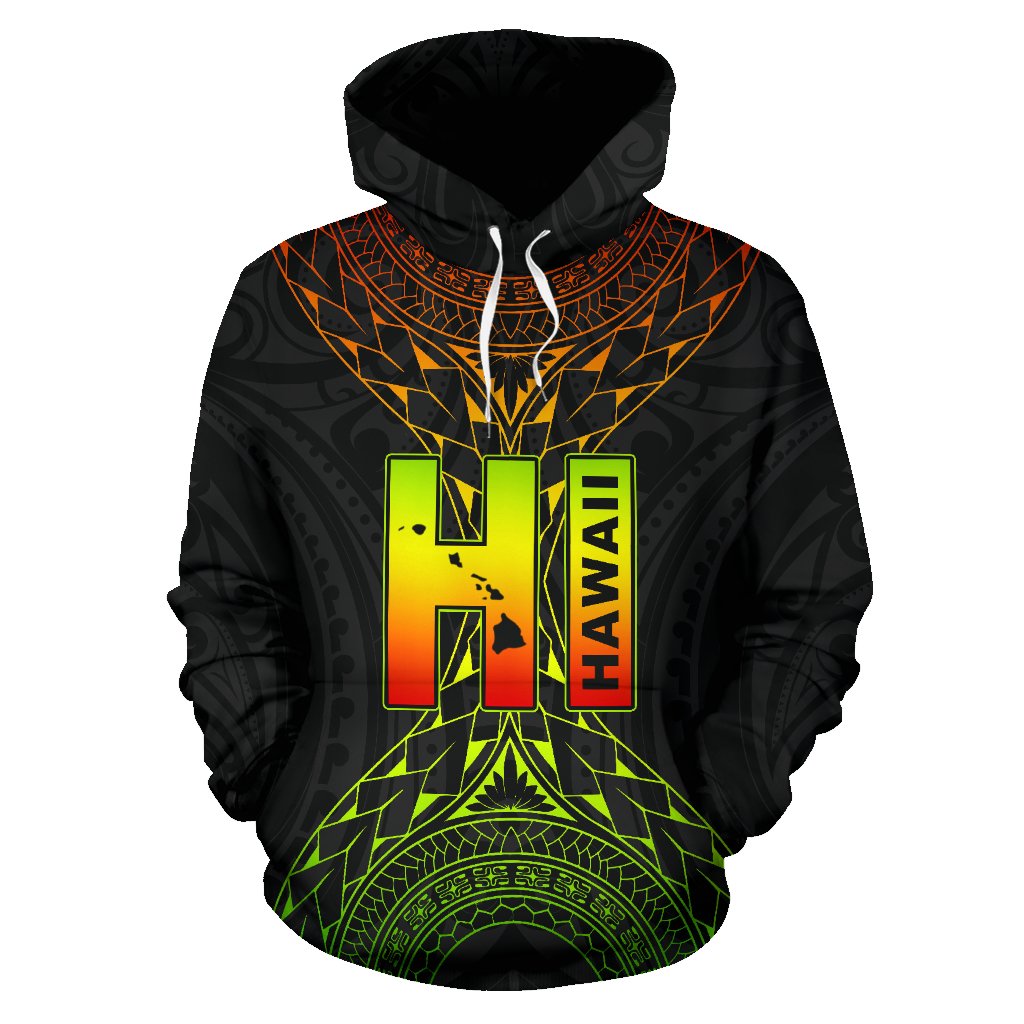 Hawaii Map Polynesian All Over Custom Hoodie Style - Polynesian Pride