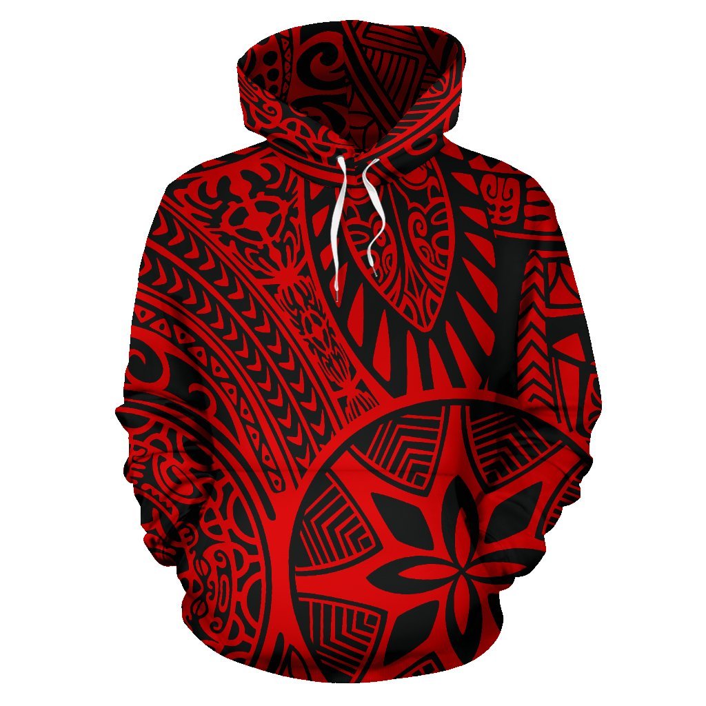 Hawaii Hoodie Polynesian Hawaiian Style Tribal Tattoo Red Pullover Unisex Art - Polynesian Pride