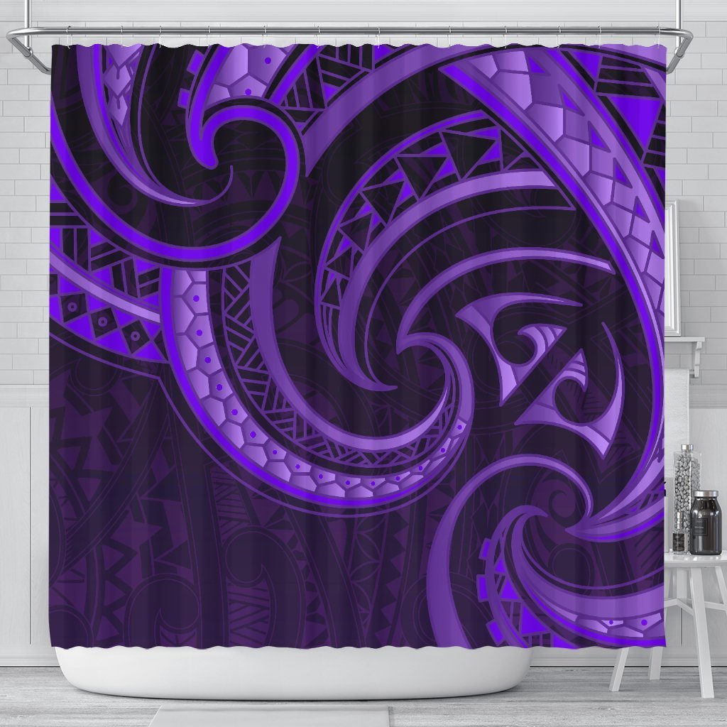 New Zealand Maori Mangopare Shower Curtain Polynesian - Purple 177 x 172 (cm) Purple - Polynesian Pride