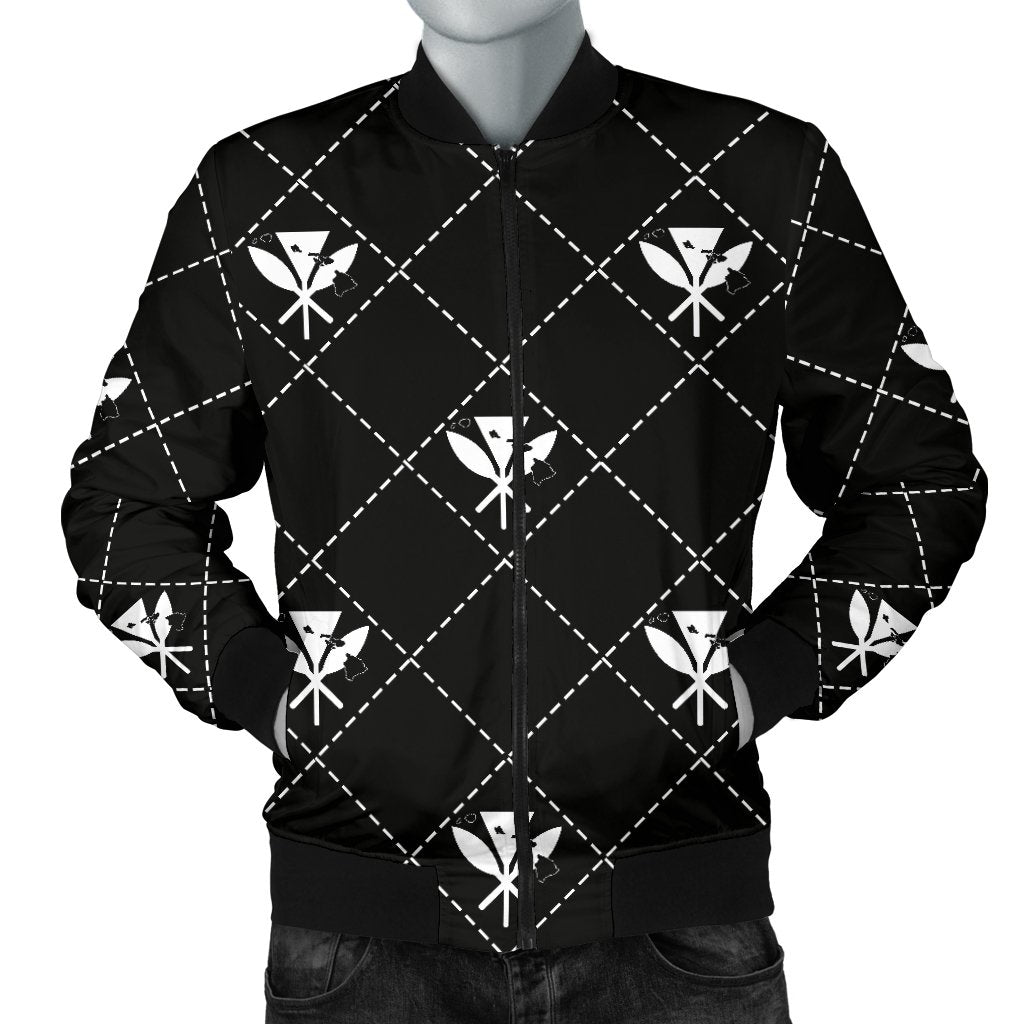 Kanaka Maoli Men's Bomber Jacket Regal AH Men's Bomber Jacket White - Polynesian Pride