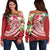 Polynesian Samoa Women's Off Shoulder Sweater - Summer Plumeria (Red) Red - Polynesian Pride