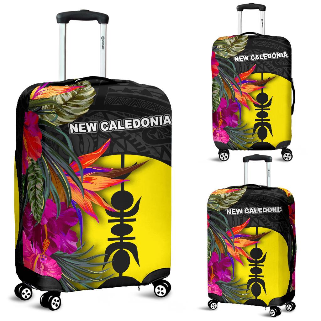 New Caledonia Luggage Covers - Polynesian Hibiscus Pattern Black - Polynesian Pride