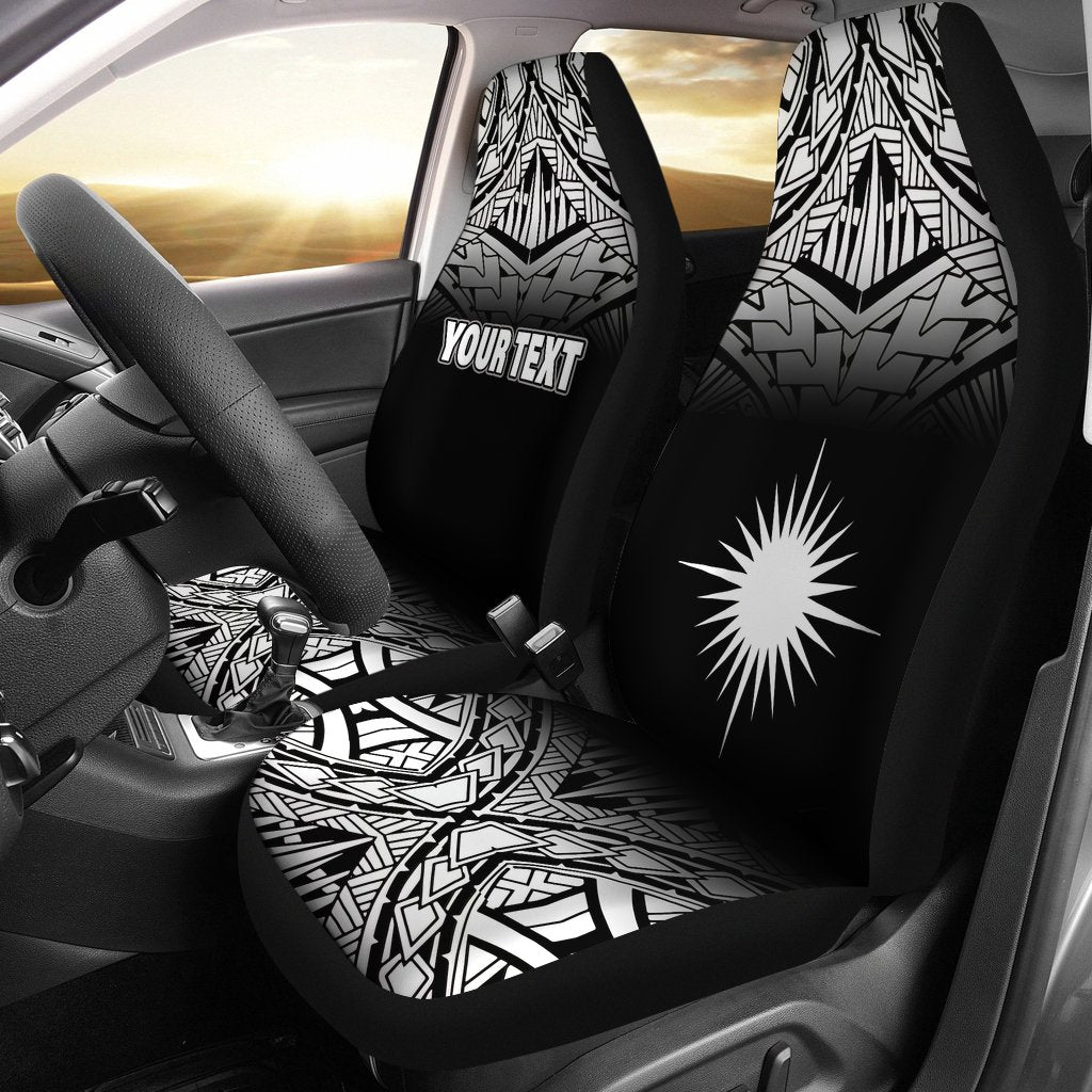 Marshall Islands Car Seat Covers - Marshall Islands Flag Polynesian Tattoo Fog Black Universal Fit Black - Polynesian Pride