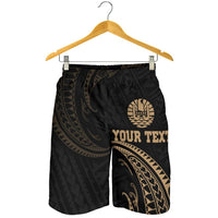 Tahiti Polynesian Custom Personalised Men's Short - Gold Tribal Wave - Polynesian Pride