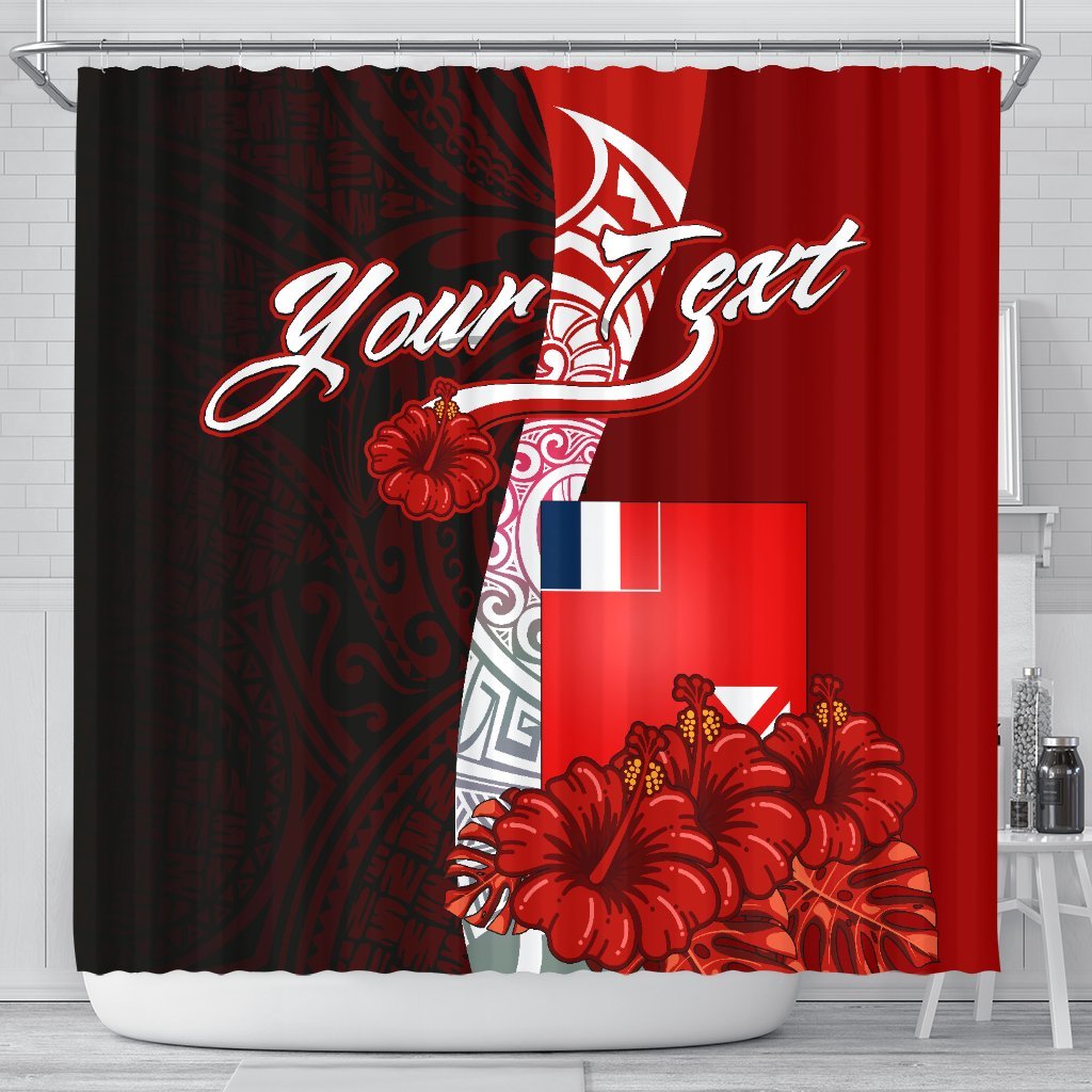 Yap Micronesia Custom Personalised Shower Curtain - Coat Of Arm With Hibiscus 177 x 172 (cm) Red - Polynesian Pride