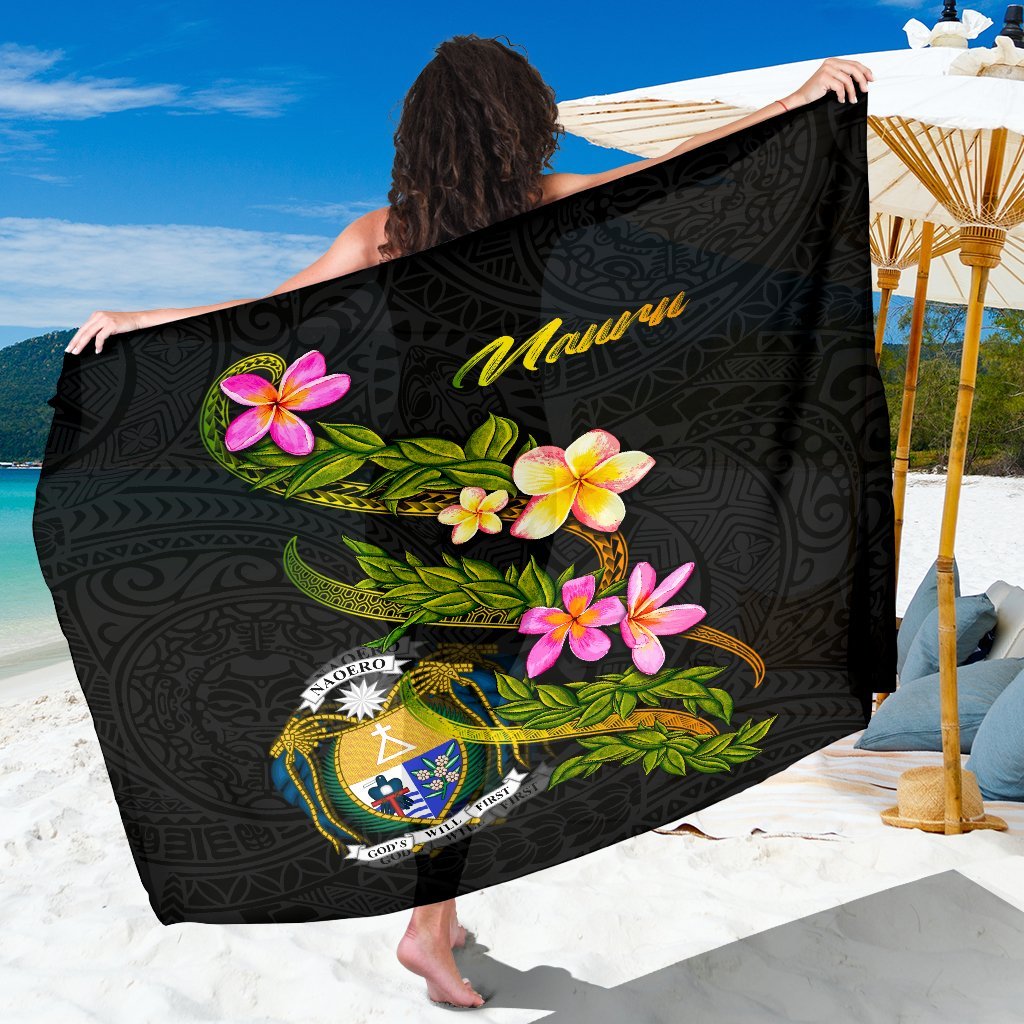 Nauru Polynesian Sarong - Plumeria Tribal Women One Size Black - Polynesian Pride