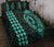 Hawaii Kakau Makau Fish Hook Polynesian Quilt Bed Set - Turquoise - Polynesian Pride