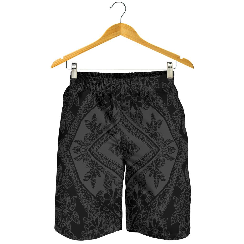 Polynesian Plumeria Mix Gray Black Men's Short - Polynesian Pride