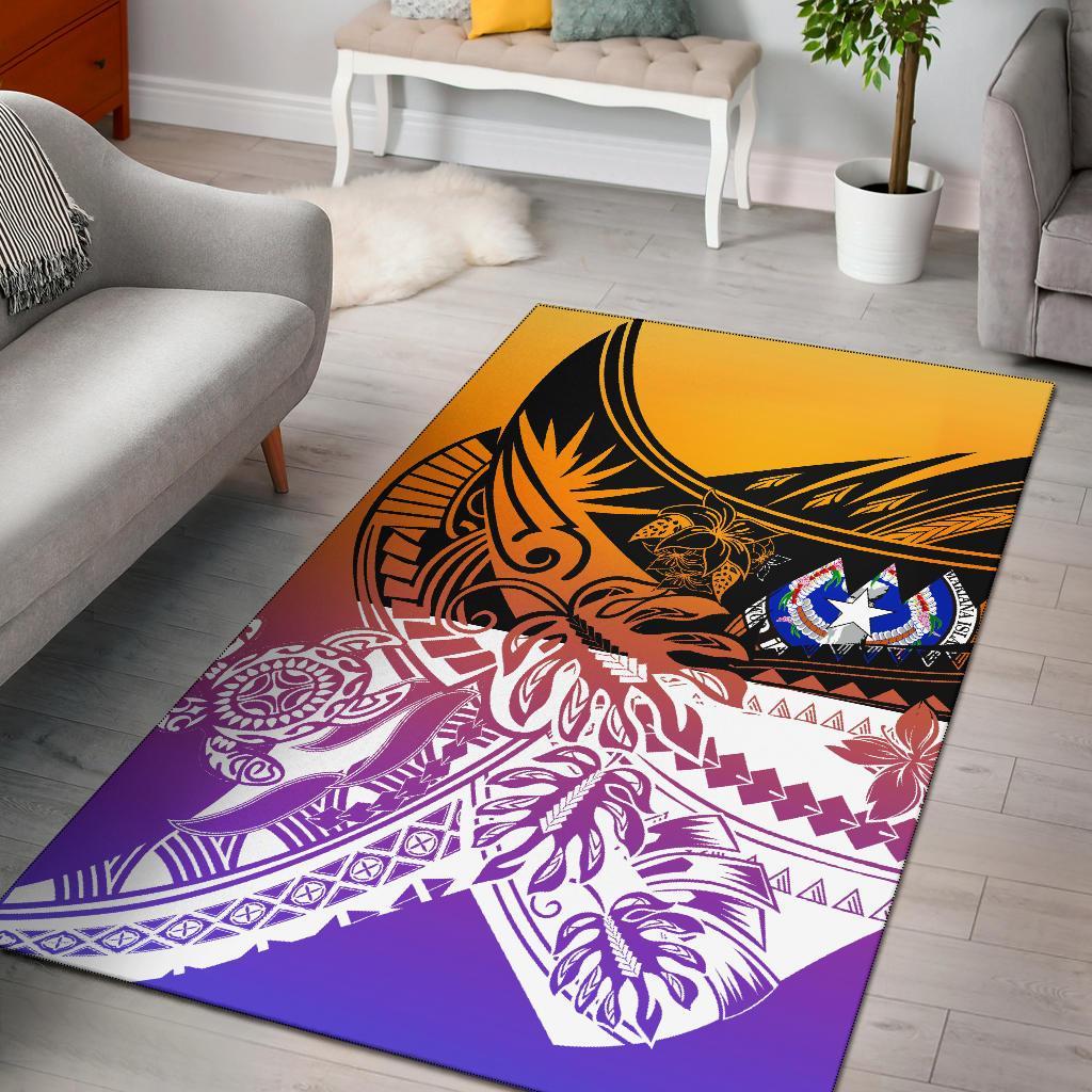 Northern Mariana Islands Area Rug - Tribal Jungle Pattern Purple - Polynesian Pride