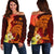 Hawaii Women's Off Shoulder Sweater - Tribal Tuna Fish - Polynesian Pride