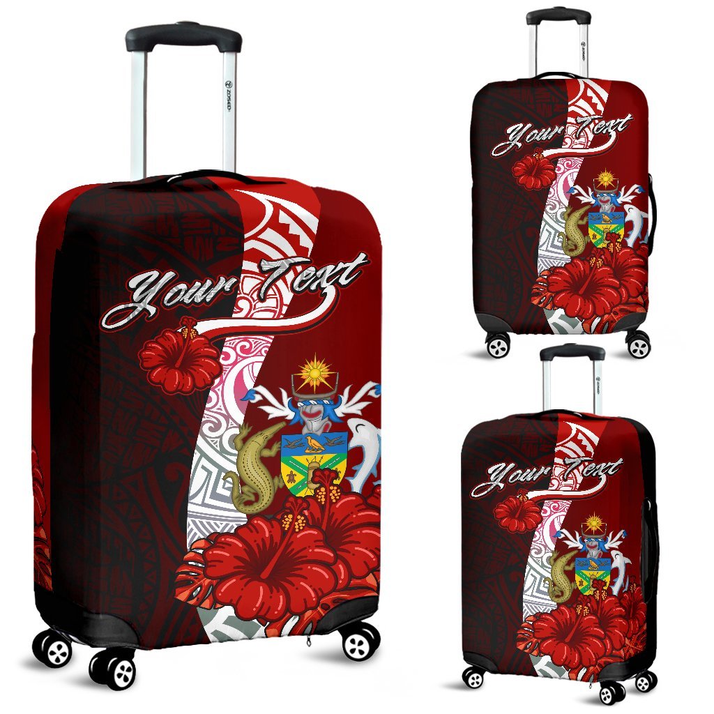 Solomon Islands Polynesian Custom Personalised Luggage Covers - Coat Of Arm With Hibiscus Red - Polynesian Pride