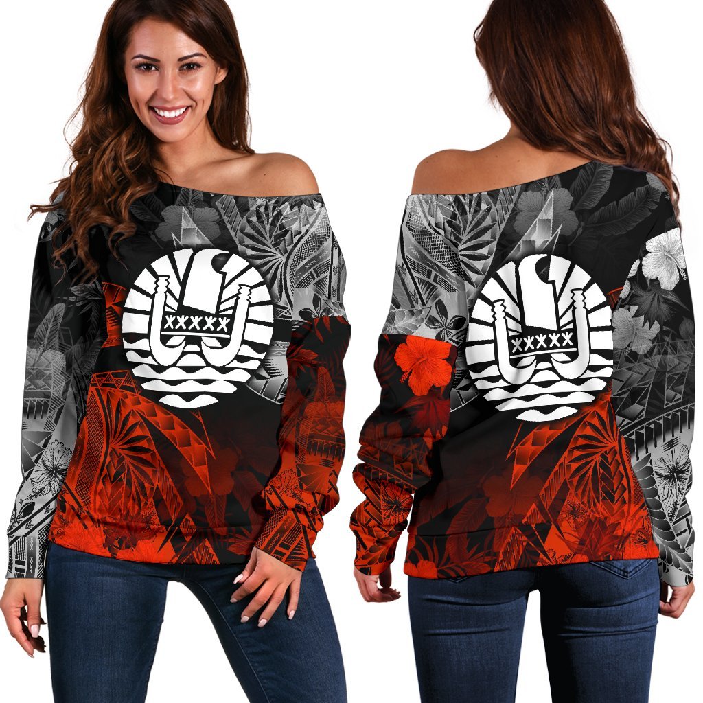 Tahiti Polynesian Women's Off Shoulder - Vintage Polynesian Turtle Black - Polynesian Pride