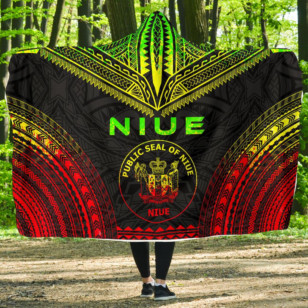 Niue Polynesian Chief Hooded Blanket - Reggae Version Hooded Blanket Reggae - Polynesian Pride