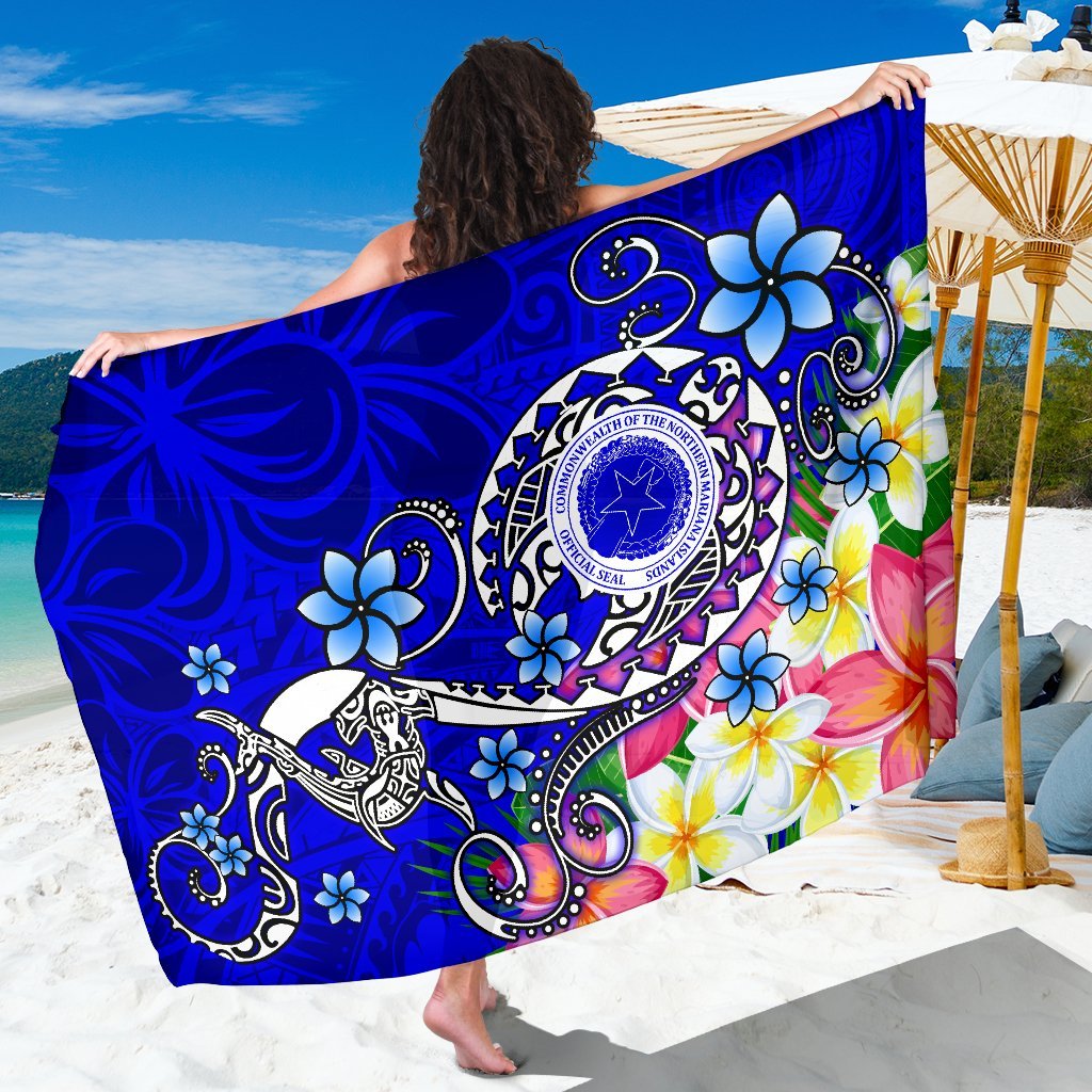 CNMI Sarong - Turtle Plumeria (Blue) Sarong - CNMI Sarong - Turtle Plumeria (Blue) - BN18 - Polynesian Pride