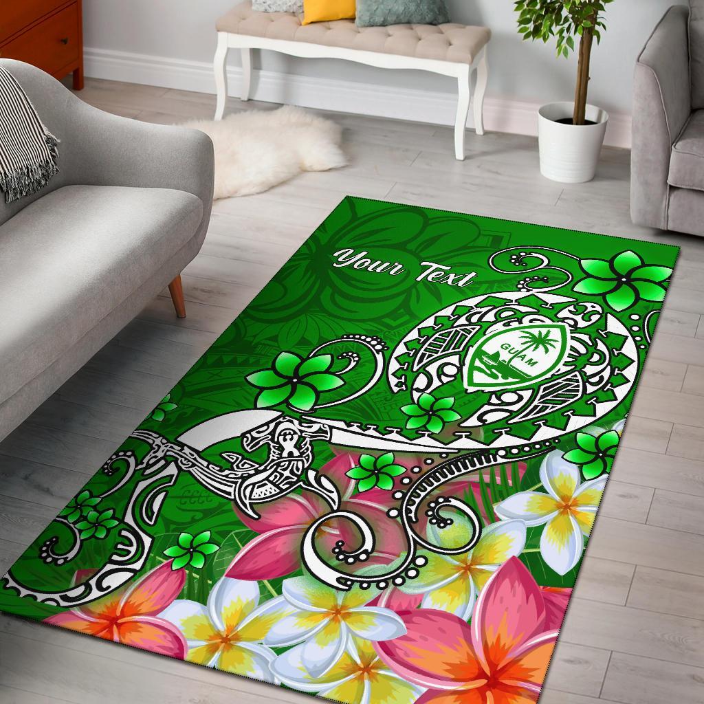 Guam Custom Personalised Area Rug - Turtle Plumeria (Green) Green - Polynesian Pride