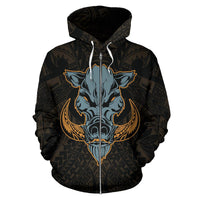 Polynesian Kamapuaa Flag of Hawaii Zip Hoodie Gold Hawaiian Mythology Style - Polynesian Pride