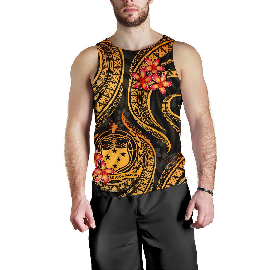 Samoa Polynesian Men Tank Top - Gold Plumeria - Polynesian Pride