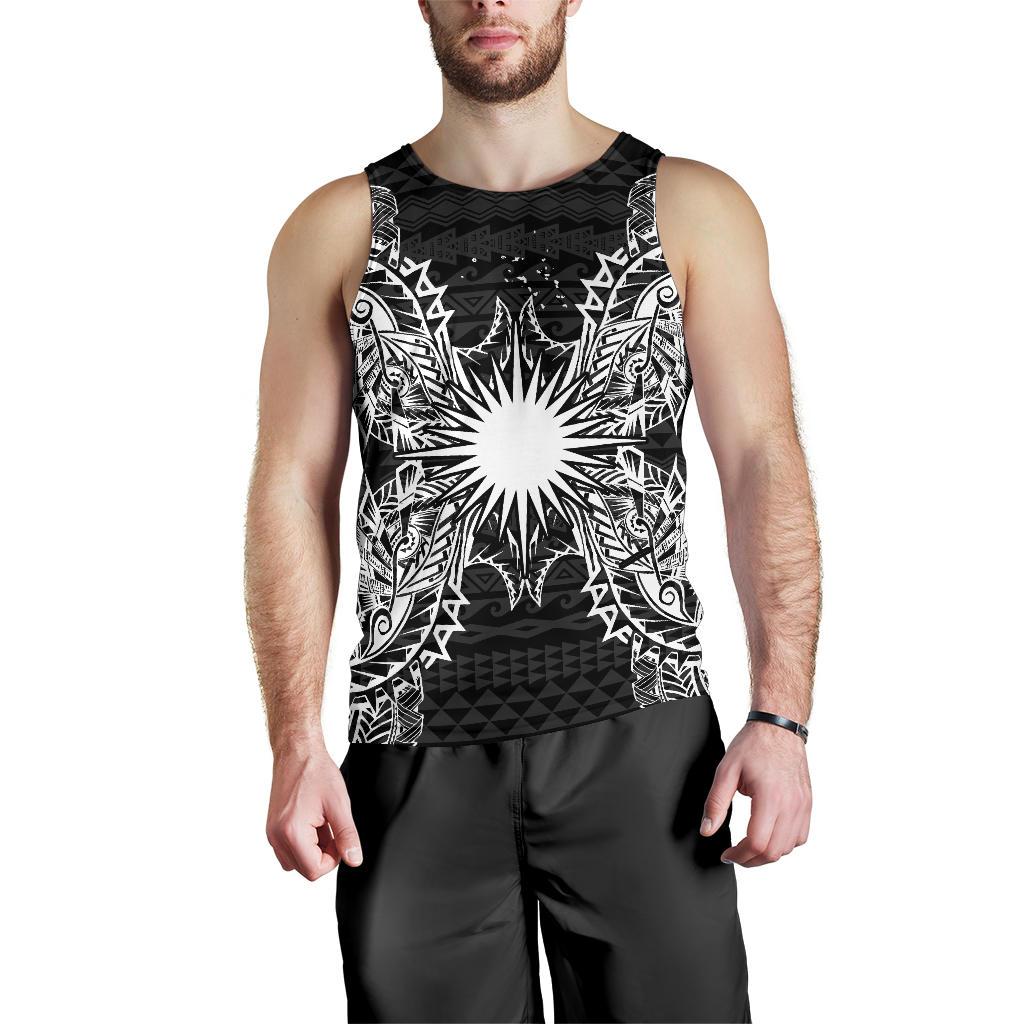 Marshall Islands Polynesian Men Tank Top Map Black Black - Polynesian Pride