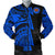 Polynesian Guinea Men's Bomber Jacket - Moana Maui Tattoo With Coat Of Arm Guinea Blue - Polynesian Pride