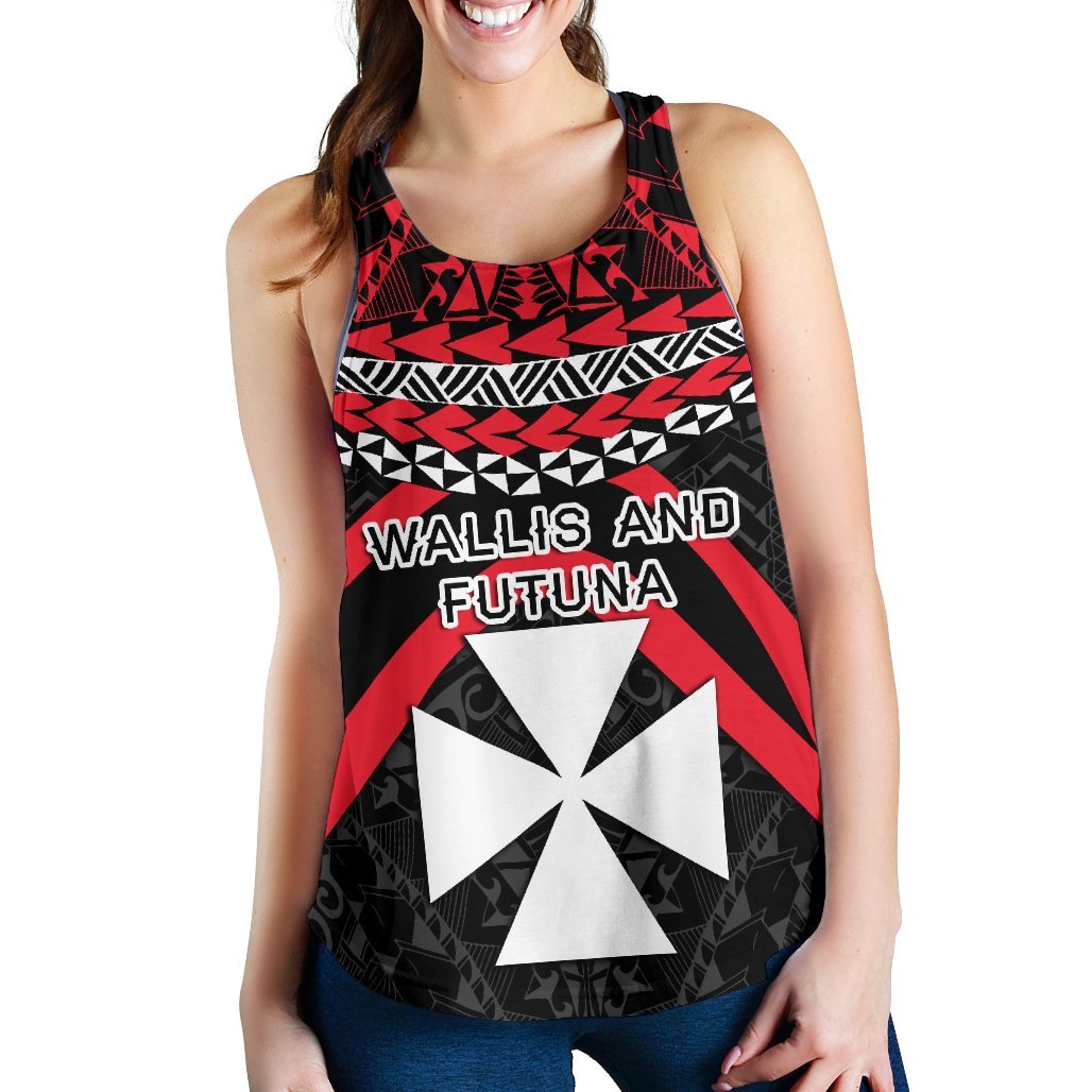 Wallis And Futuna Polynesian Women Racerback Tank- Vibes Version Red - Polynesian Pride