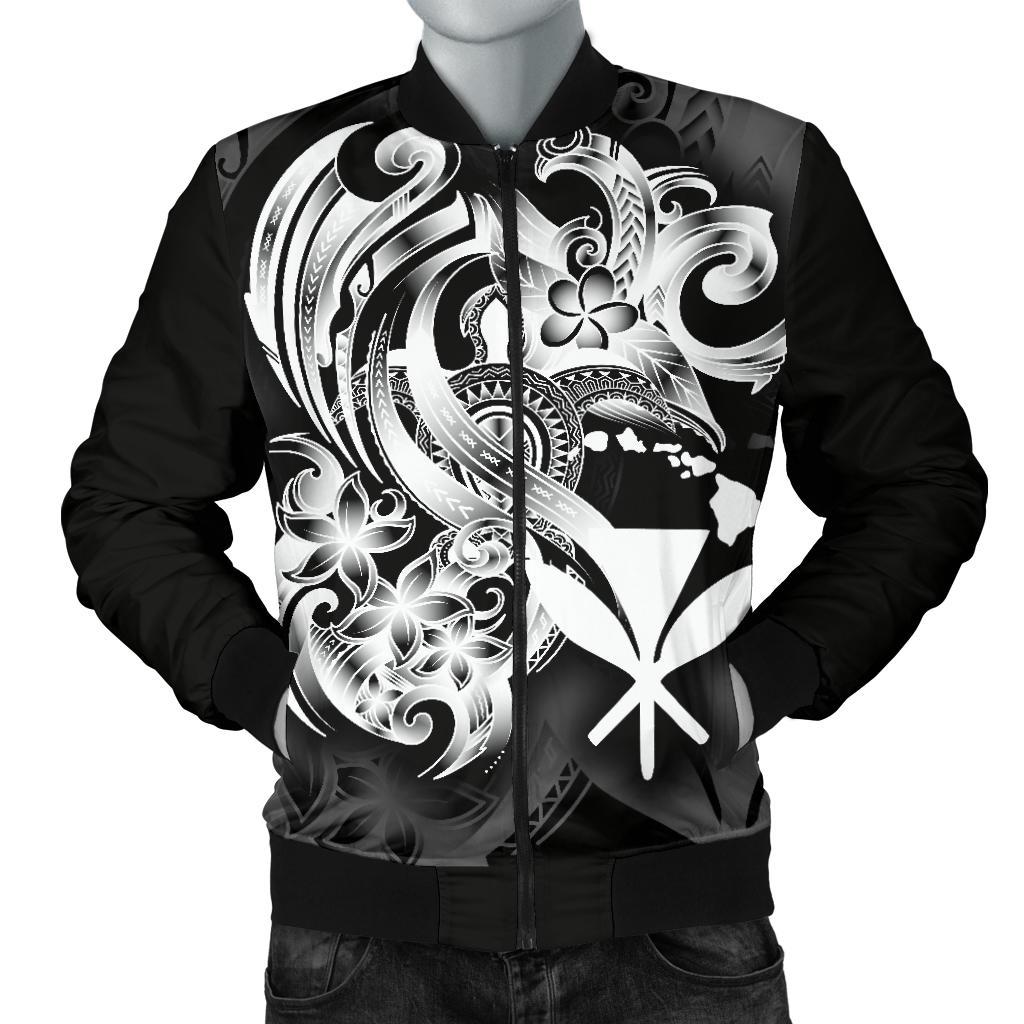 Polynesian Hawaii Men's Bomber Jacket - Kanaka Maoli White Turtle - Polynesian Pride