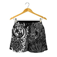 Guam Polynesian Shorts (Women) - White Turtle Flowing - Polynesian Pride