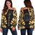 Palau Women's Off Shoulder Sweater - Polynesian Tattoo Gold Gold - Polynesian Pride