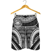 Polynesian Shorts Men - American Samoa Coat Of Arm With Poly Patterns - Polynesian Pride