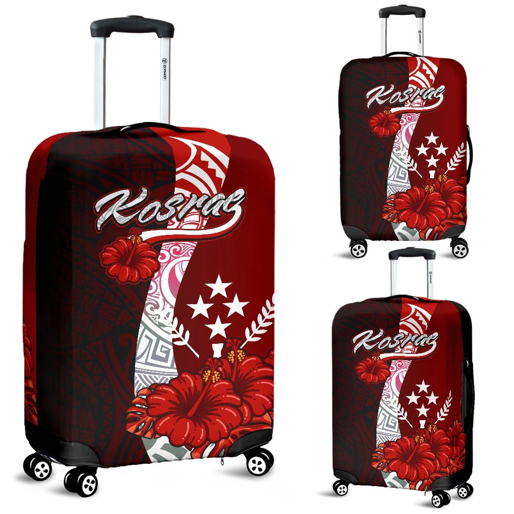 Kosrae Micronesia Luggage Covers - Coat Of Arm With Hibiscus Red - Polynesian Pride