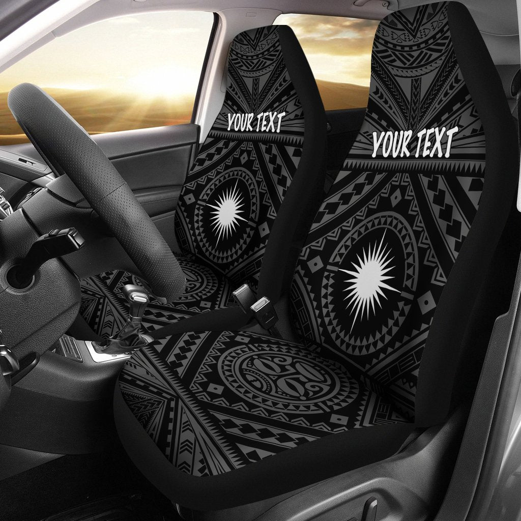 Marshall Personalised Car Seat Covers - Marshall Seal With Polynesian Tattoo Style ( Black) Universal Fit Black - Polynesian Pride