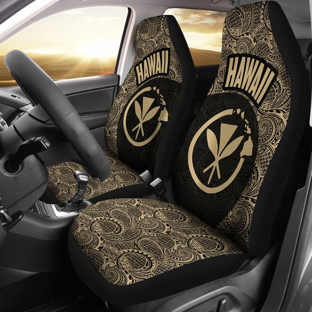 Hawaii Car Seat Cover - Hawaii Kanaka Maoli Map - 02 Th90 Universal Fit Black - Polynesian Pride