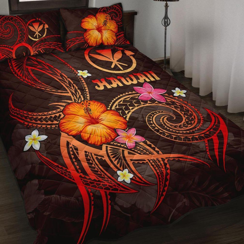 Polynesian Hawaii Quilt Bed Set - Legend of Kanaka Maoli (Red) Red - Polynesian Pride