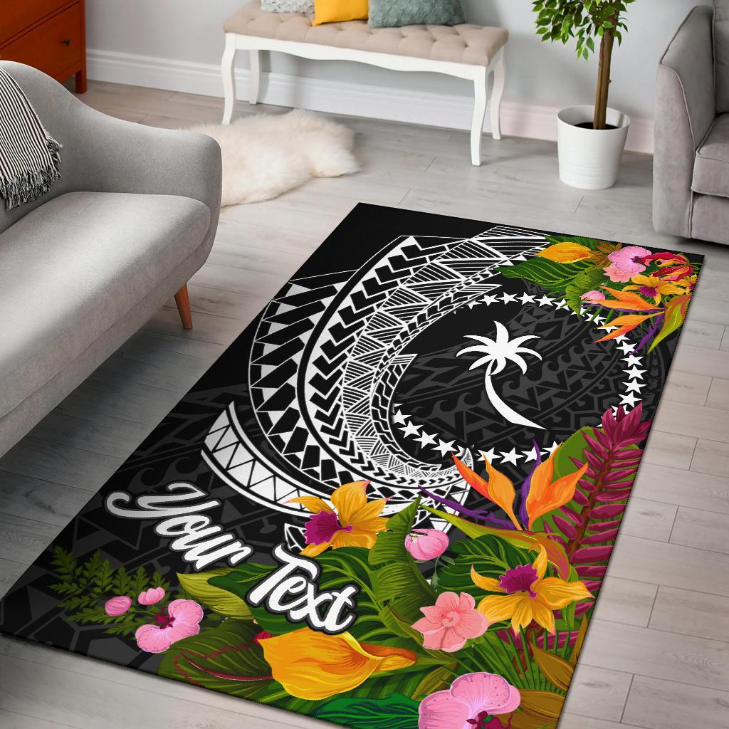 Chuuk State Area Rug - Custom Personalised Seal Spiral Polynesian Patterns Black - Polynesian Pride