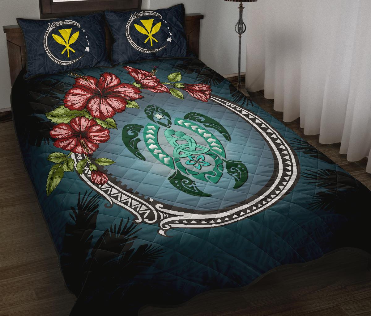 Kanaka Maoli (Hawaiian) Quilt Bed Set - Polynesian Ohana Turtle Hibiscus Mother Son - Polynesian Pride