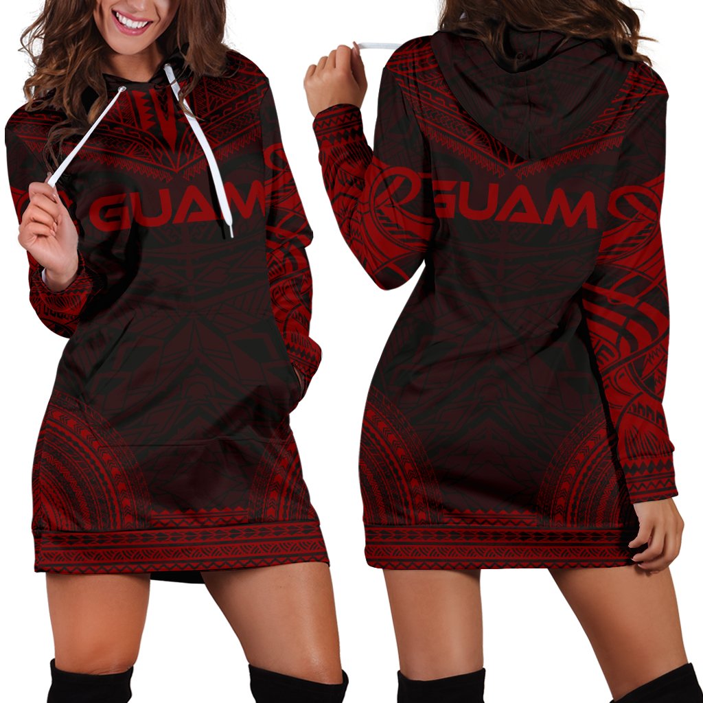 Guam Women's Hoodie Dress - Polynesian Red Chief Red - Polynesian Pride