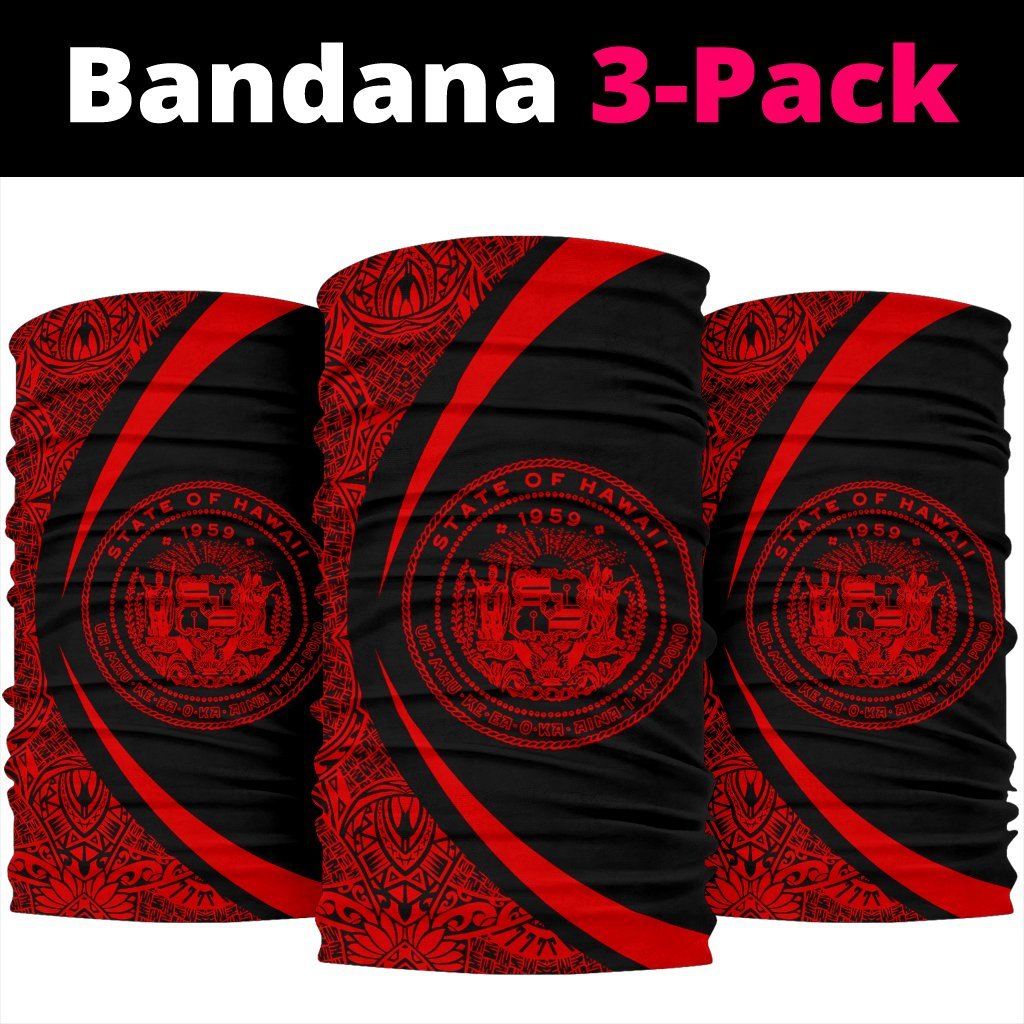 Hawaiian Bandana Coat Of Arm Polynesian Bandana 3-Pack - Circle Style Red - Polynesian Pride