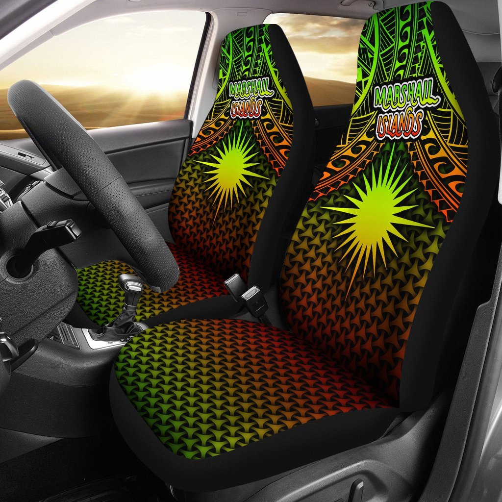 Polynesian Marshall Islands Car Seat Covers - Reggae Vintage Polynesian Patterns Universal Fit Reggae - Polynesian Pride