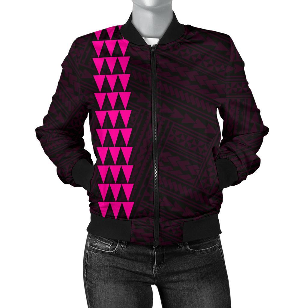 Hawaii Kakau Polynesian Hammerhead Shark Women's Bomber Jacket - Pink Pink - Polynesian Pride