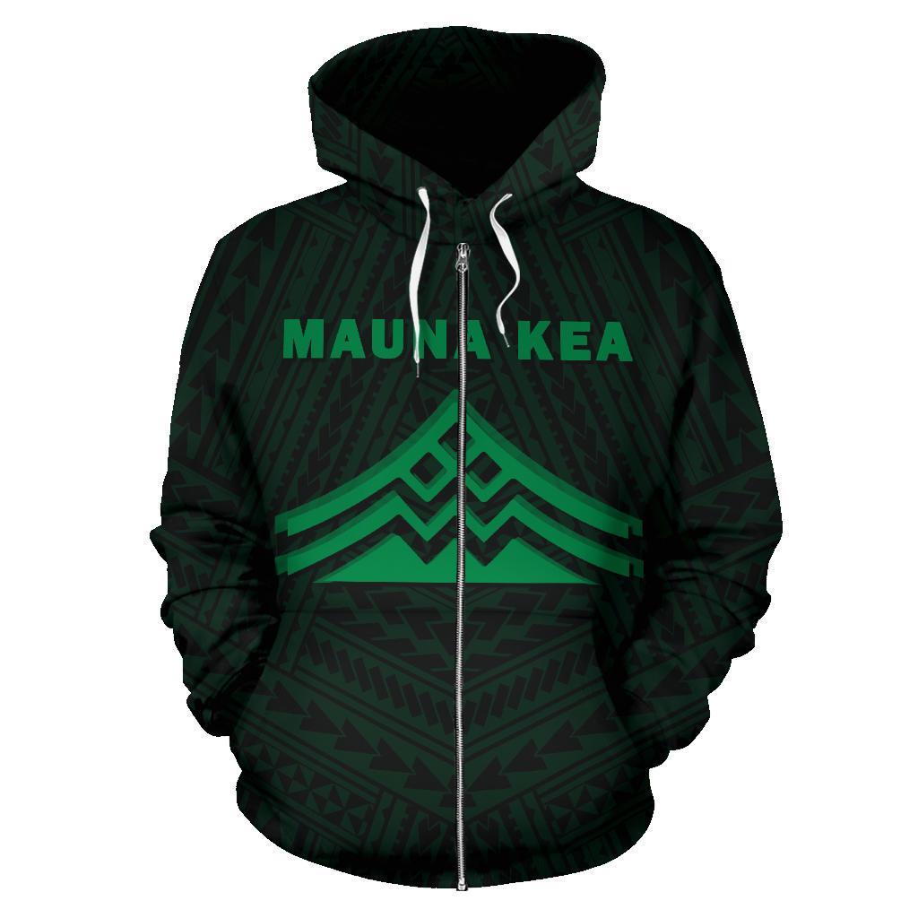 Hawaii Mauna Kea Polynesian Zip up Hoodie Green - Polynesian Pride