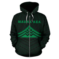 Hawaii Mauna Kea Polynesian Zip up Hoodie Green - Polynesian Pride