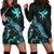 Hawaii Polynesian Hoodie Dress - Turtle With Blooming Hibiscus Turquoise Turquoise - Polynesian Pride