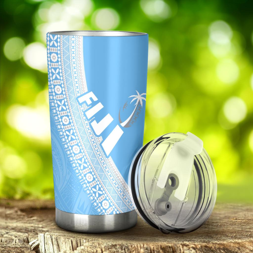 (Custom Personalised) Fiji Tapa Rugby Tumbler version Style You Win - Blue - Polynesian Pride