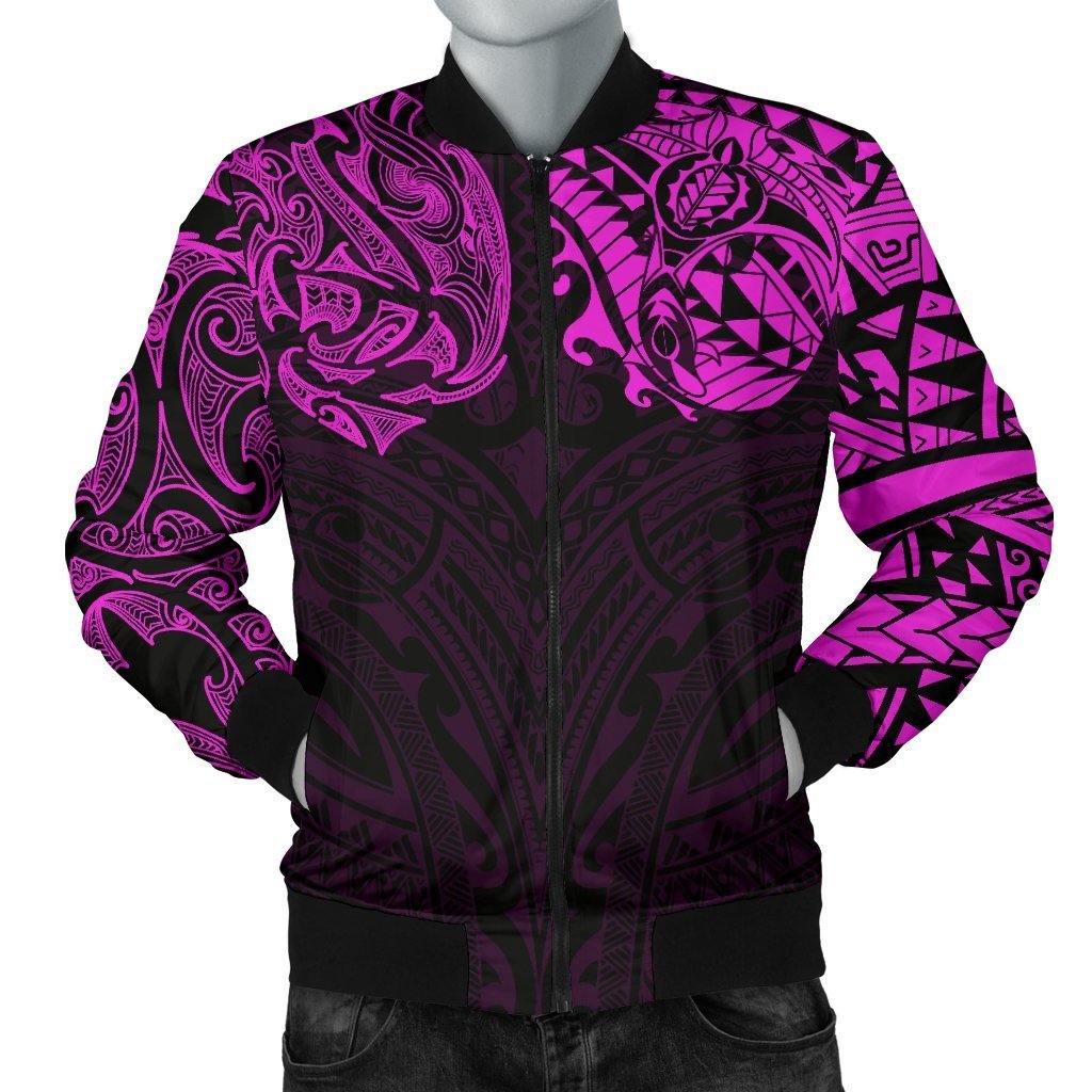 New Zealand Men's Bomber Jacket, Maori Polynesian Tattoo Purple Purple - Polynesian Pride