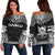 Tuvalu Polynesian Chief Women's Off Shoulder Sweater - Black Version Black - Polynesian Pride