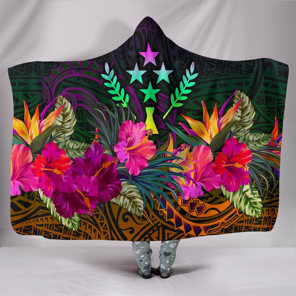 Kosrae Hooded Blanket - Summer Hibiscus Hooded Blanket Reggae - Polynesian Pride