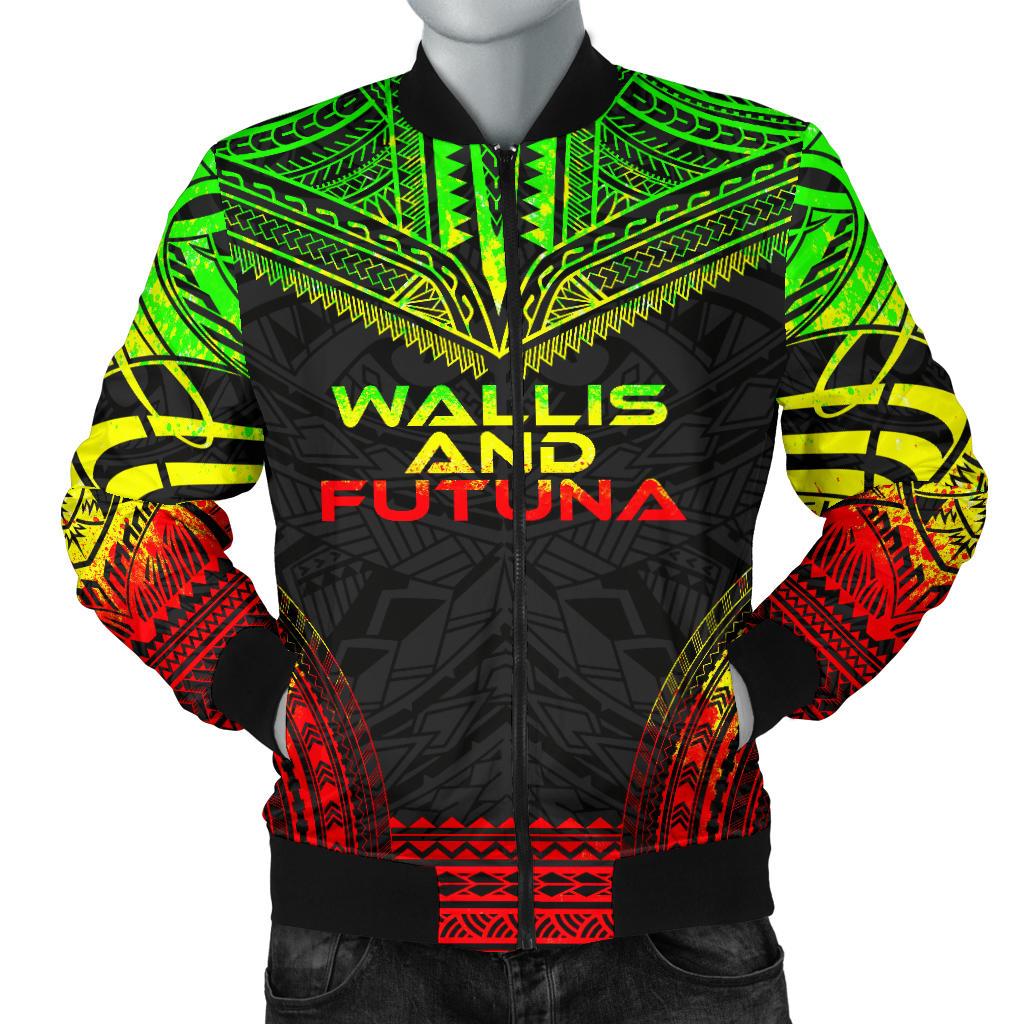 Wallis And Futuna Polynesian Chief Men's Bomber Jacket - Reggae Version Reggae - Polynesian Pride